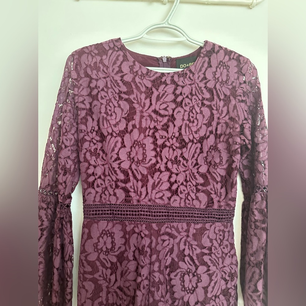 DO + BE Plum Natasha Lace Long Sleeve Romper One Piece SIZE Small